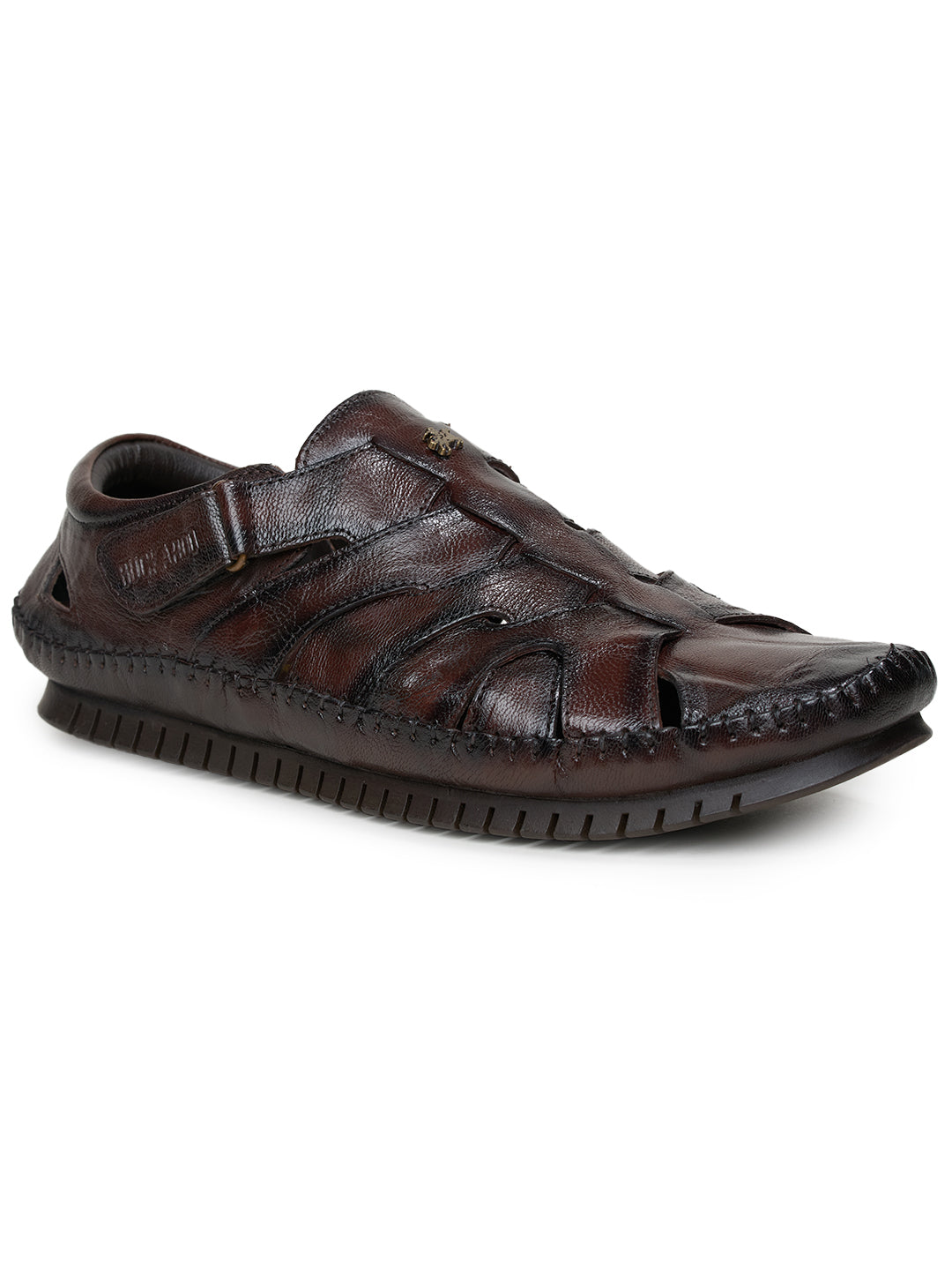 BUCKAROO Genuine Leather Casual Closed Sandal for Men: MORAL Black 45 11
