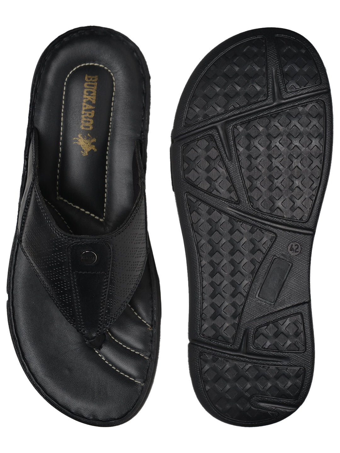 BUCKAROO Genuine Leather Casual Chappal for Men: ELLORG Tan 45 11