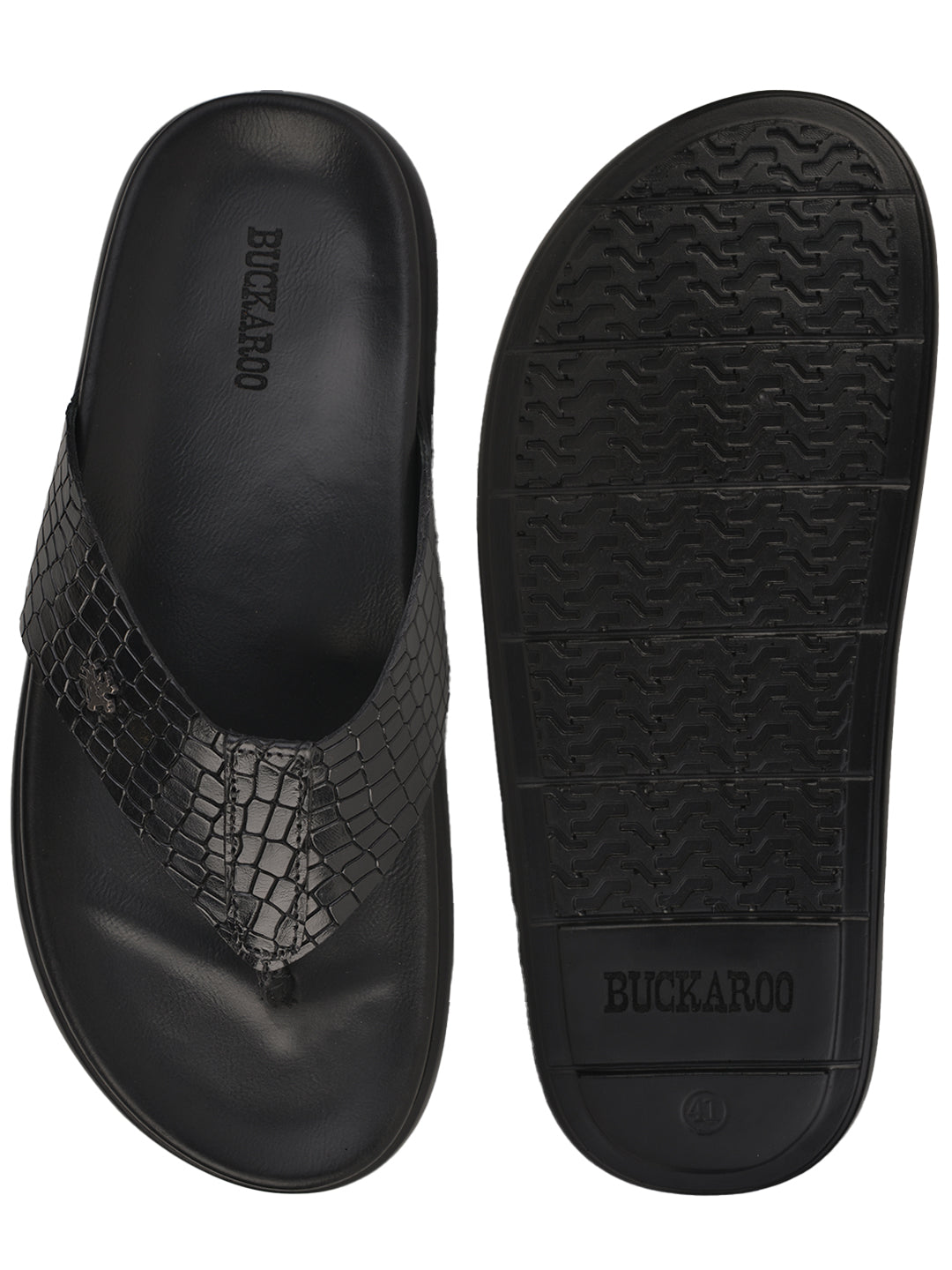 BUCKAROO Genuine Leather Casual Chappal for Men: RON Tan 45 11