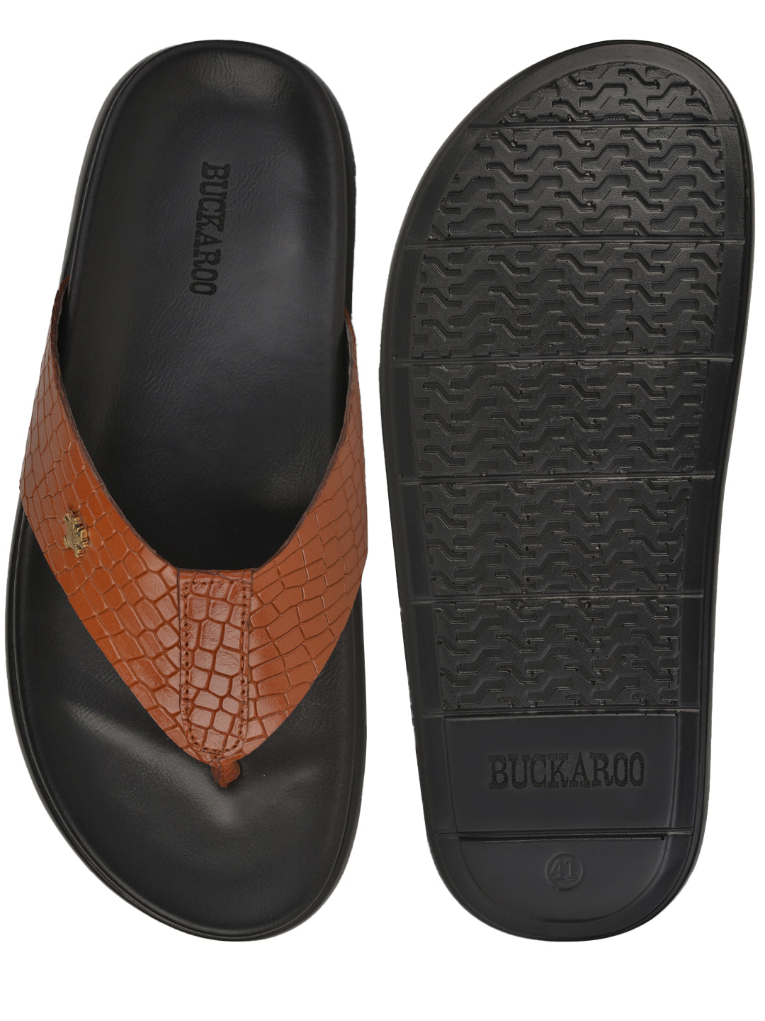 BUCKAROO Genuine Leather Casual Chappal for Men: RON