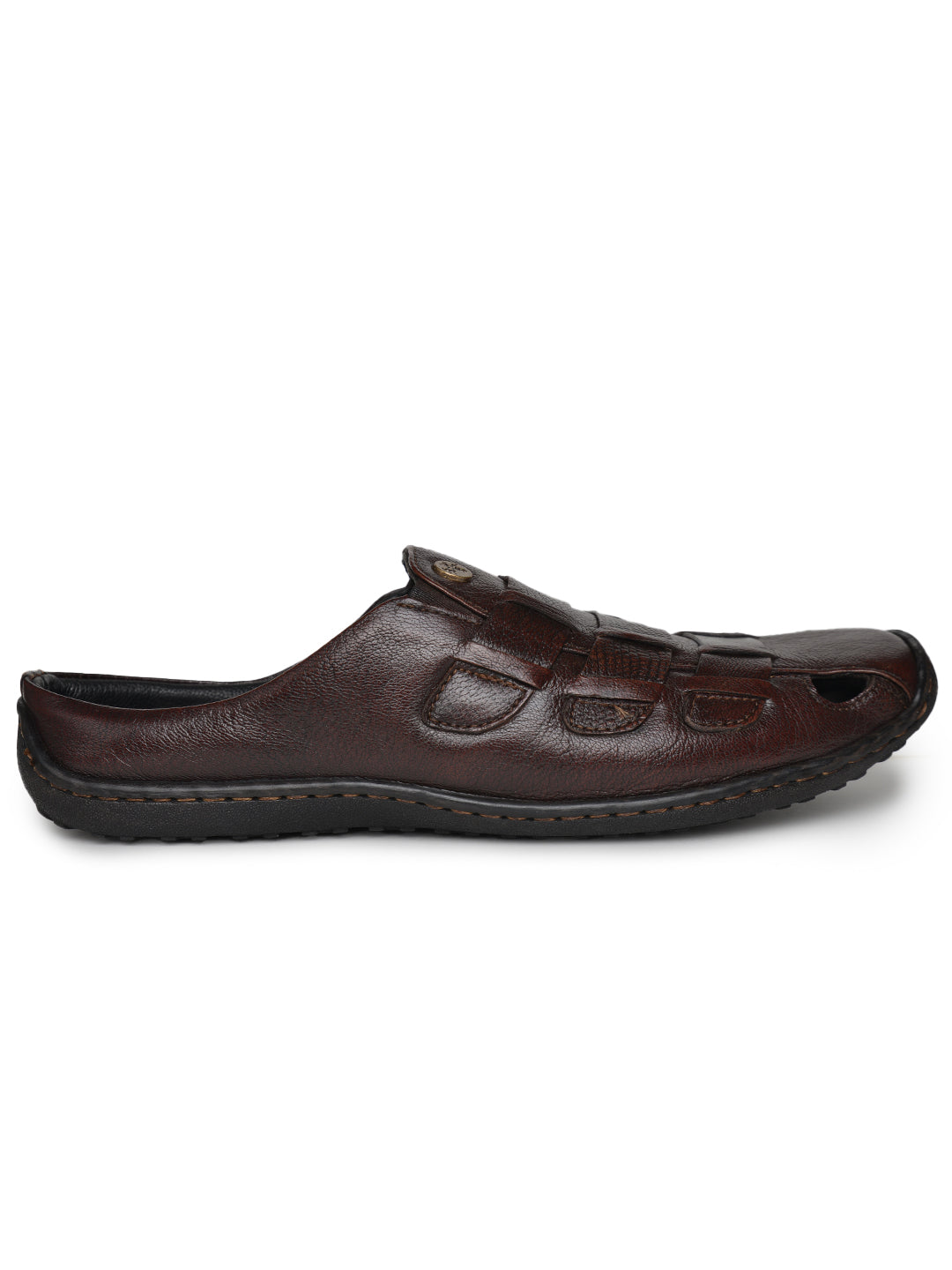 BUCKAROO Genuine Leather Casual Closed Sandal for Men: TANO Cherry