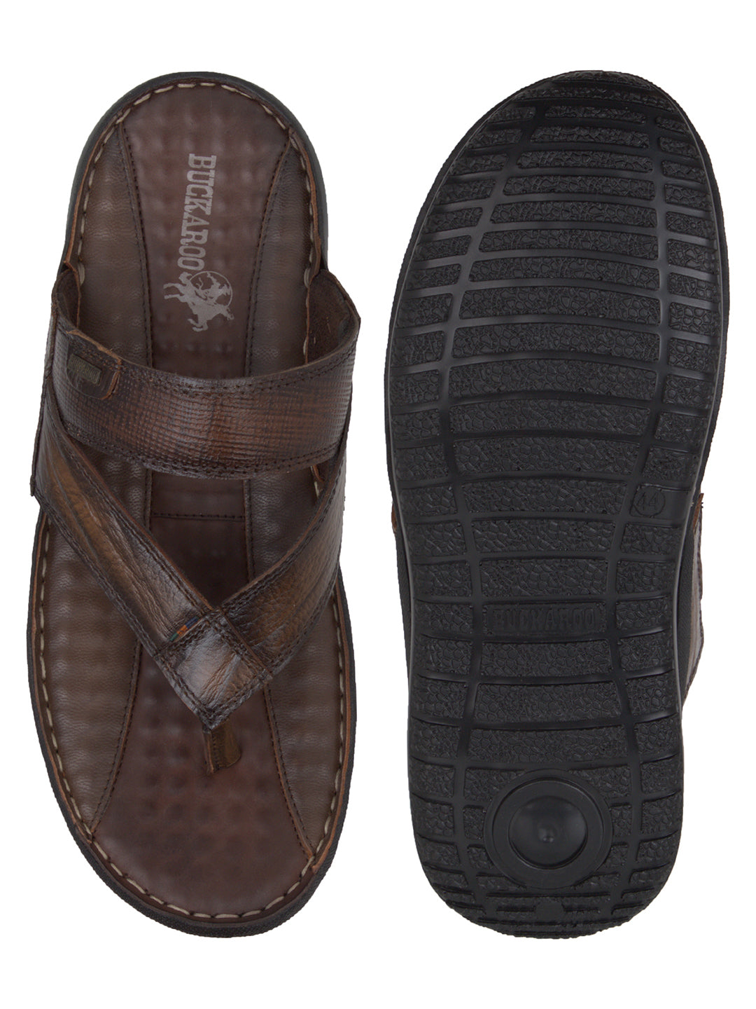 BUCKAROO Genuine Leather Casual Open Sandal for Men: NEW PLAZZO Tan