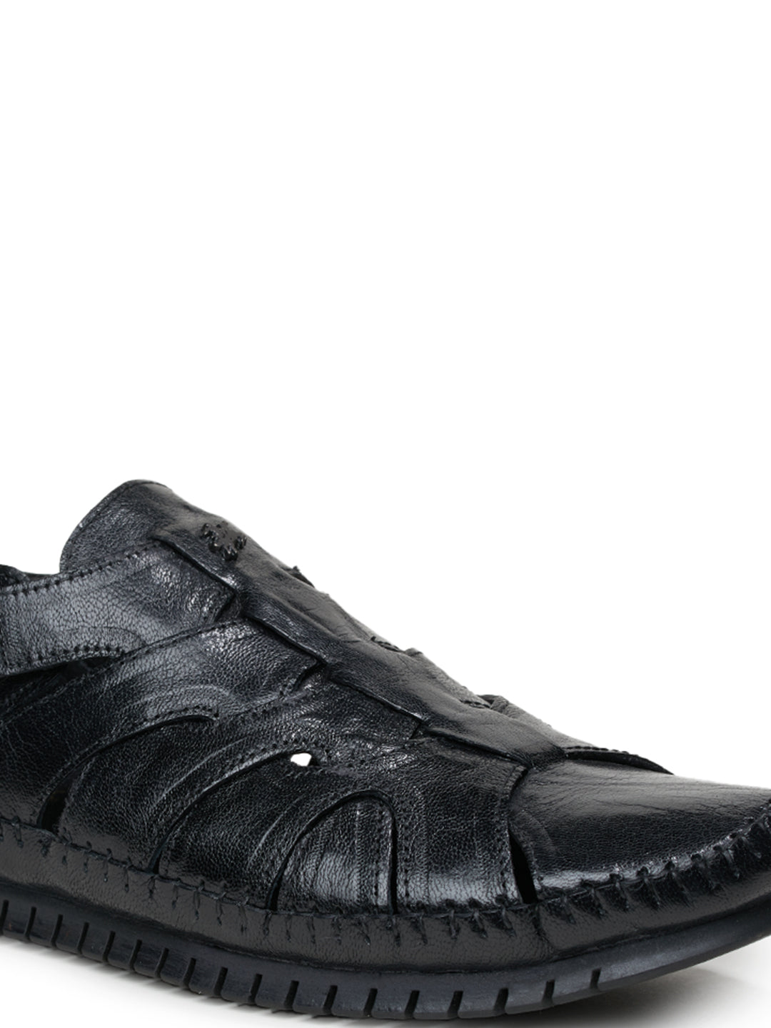 BUCKAROO Genuine Leather Casual Closed Sandal for Men: MORAL Black 45 11