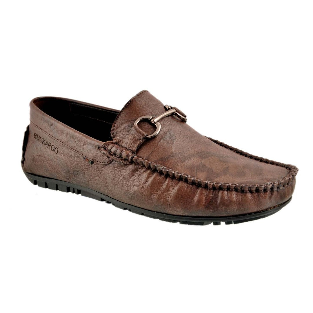 BUCKAROO Genuine Leather Casual Loafer for Men: AURORA Brown