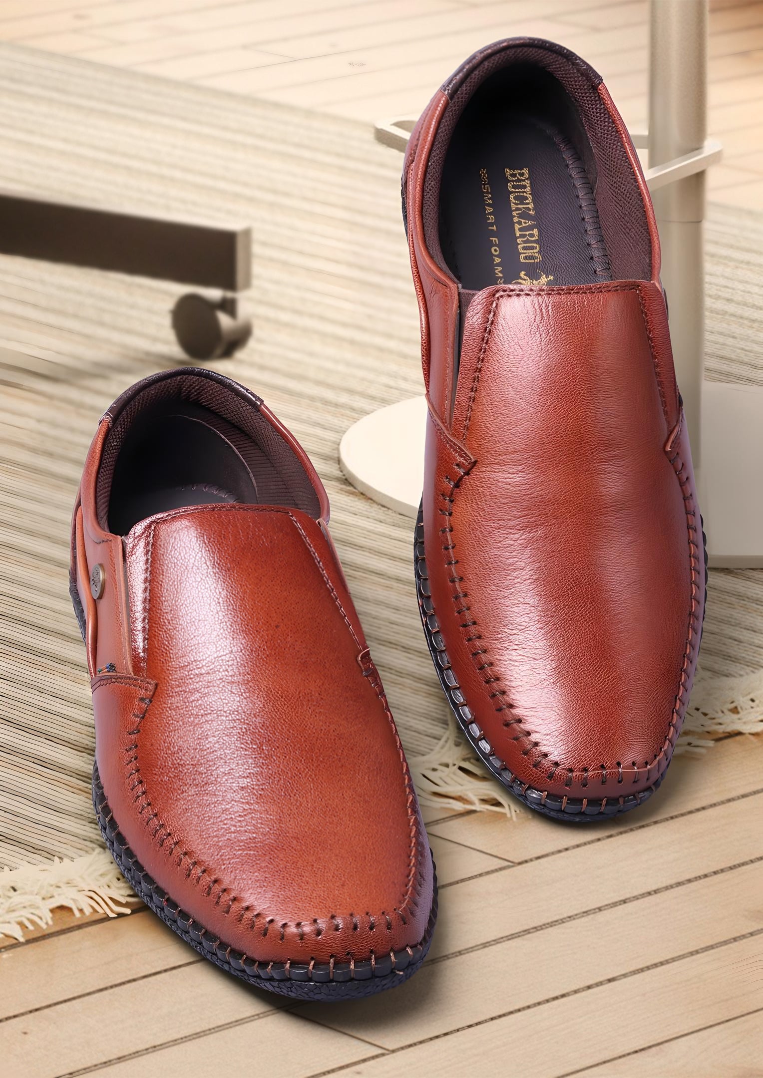 BUCKAROO Genuine Leather Casual Loafer for Men | Mens Slip on Shoes: GRETA