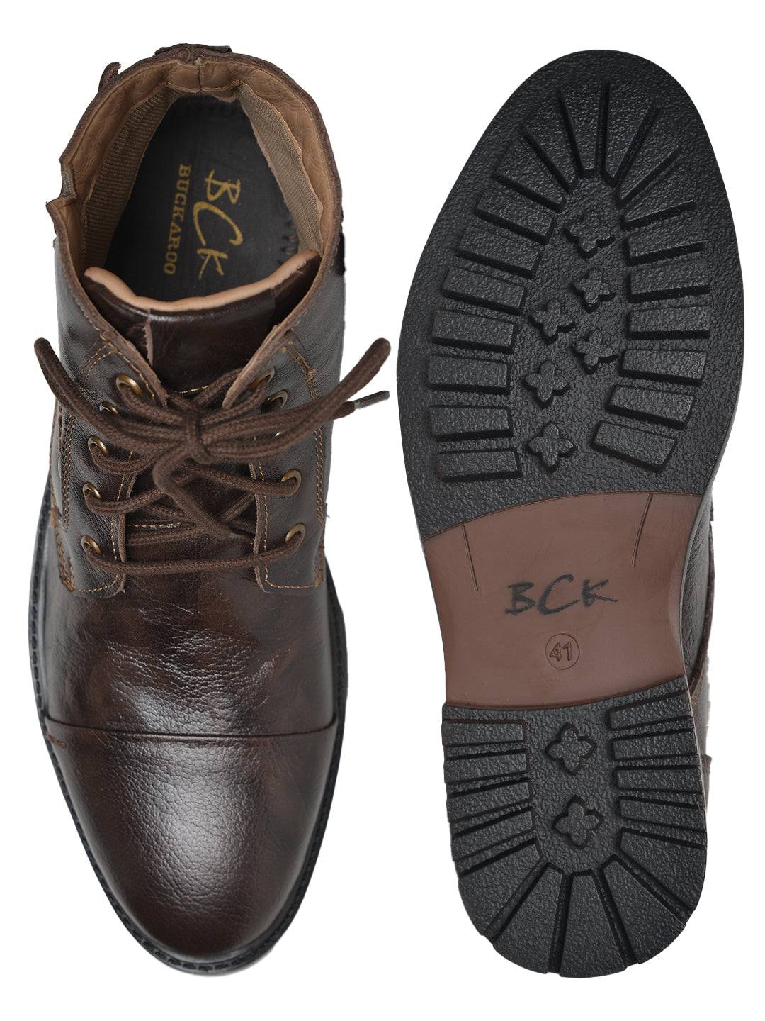 BUCKAROO Genuine Leather Casual Boots for Men: APACHEE Brown 45 11