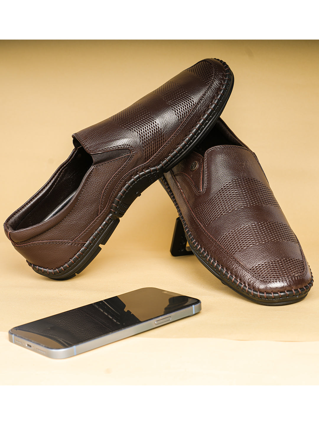BUCKAROO Genuine Leather Casual Shoes for Men: APRILA Brown 45 11