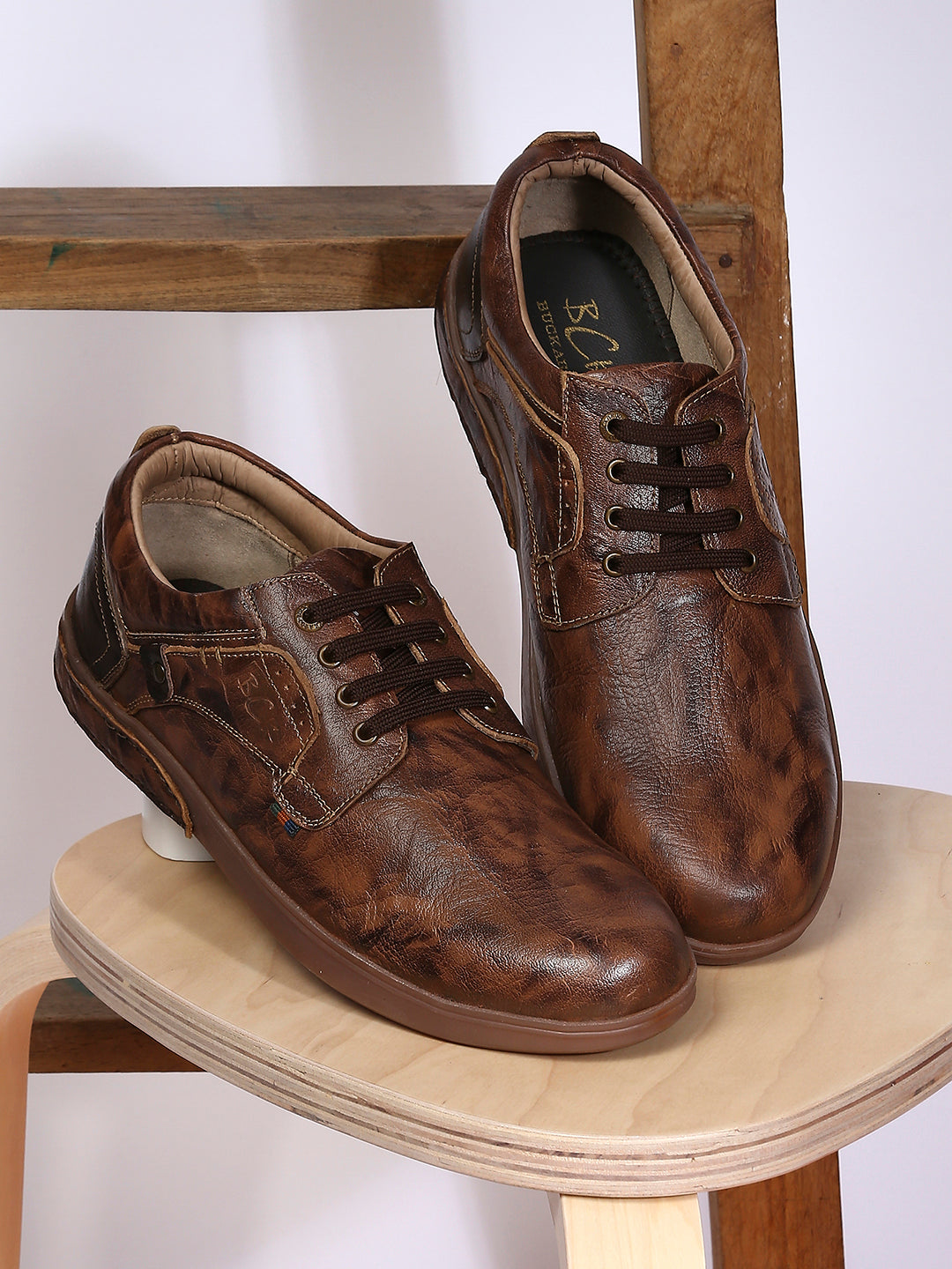 BUCKAROO Genuine Leather Casual Shoes for Men: CLARETA Brown 45 11