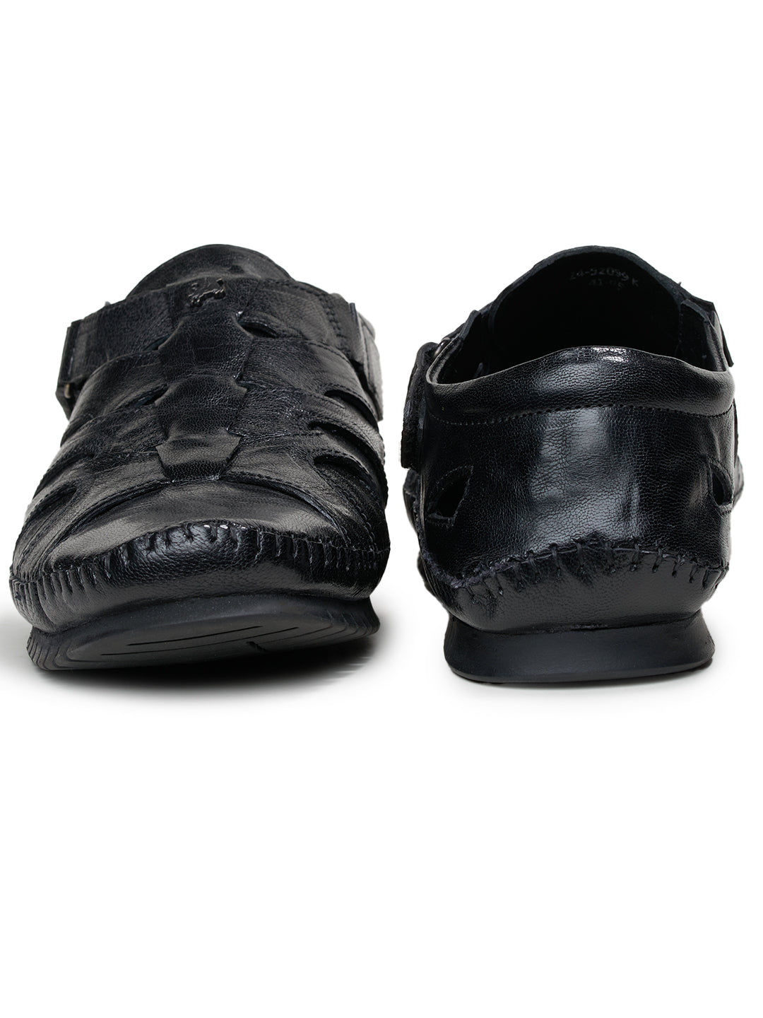 BUCKAROO Genuine Leather Casual Closed Sandal for Men: MORAL Black 45 11