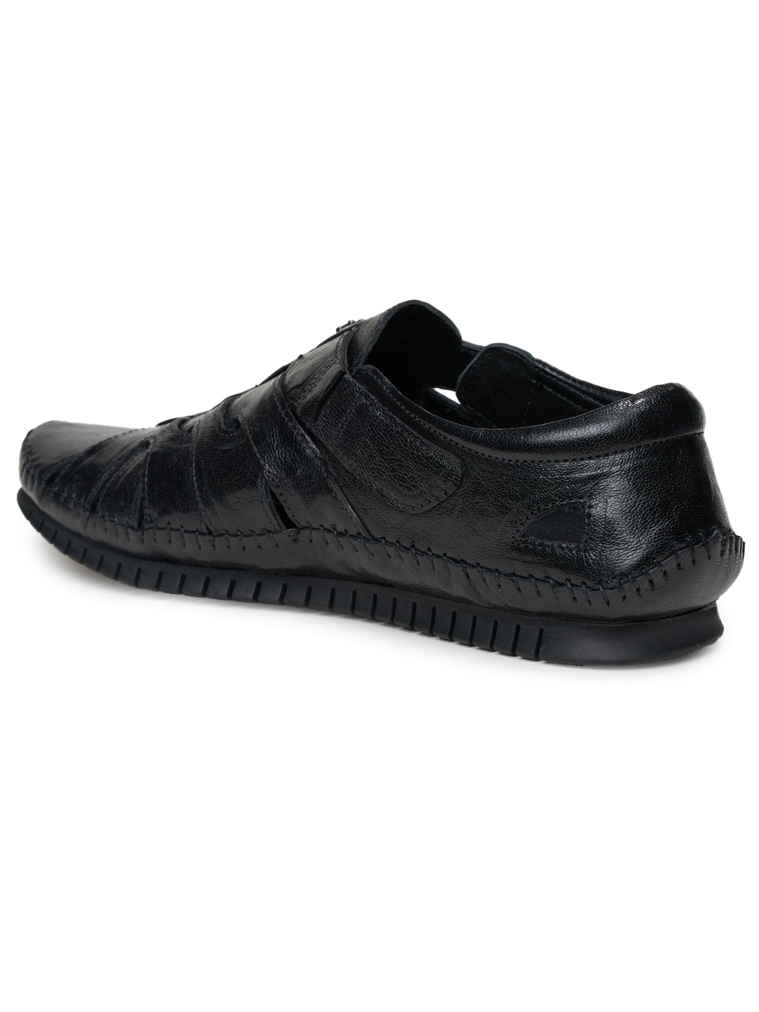 BUCKAROO Genuine Leather Casual Closed Sandal for Men: MORAL Black 45 11