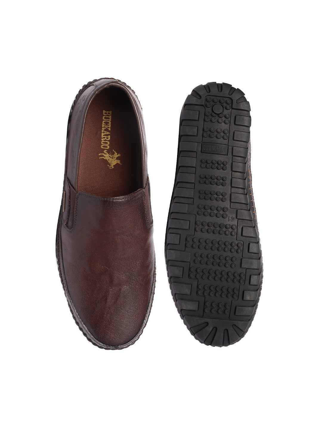 BUCKAROO Genuine Leather Casual Slip-On Shoes for Men | Mens Without Lace Shoes: NARDO
