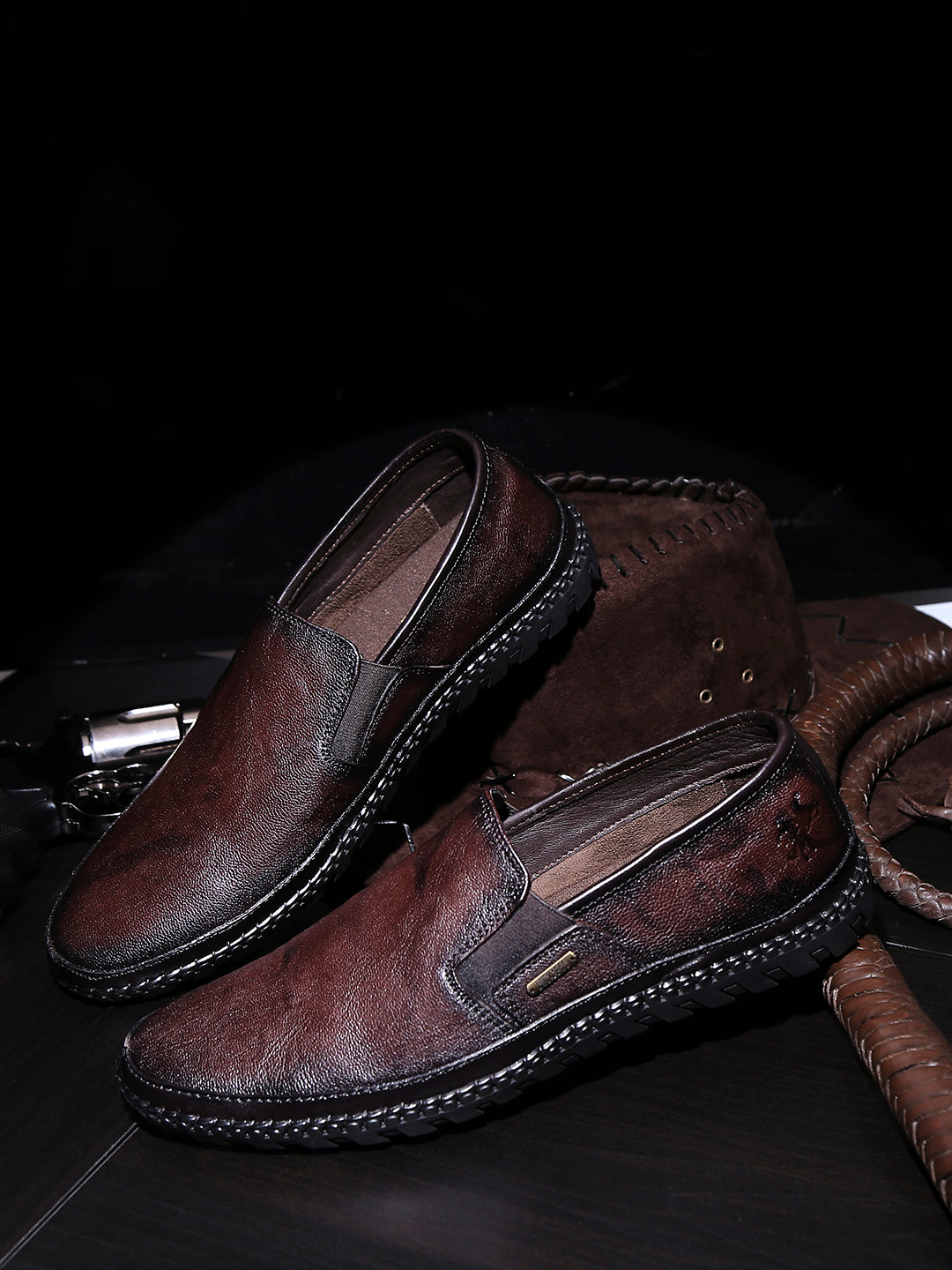 BUCKAROO Genuine Leather Casual Slip-On Shoes for Men | Mens Without Lace Shoes: NARDO