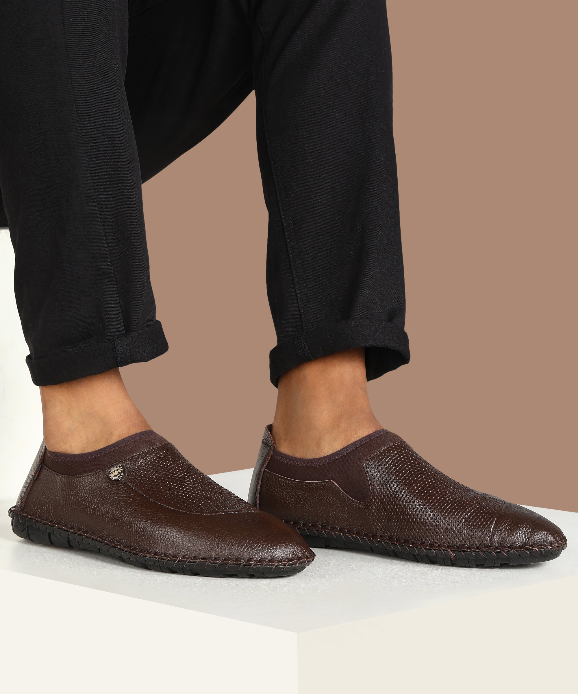 BUCKAROO Genuine Leather Casual Slip-On Shoes for Men: BENNY Brown 45 11