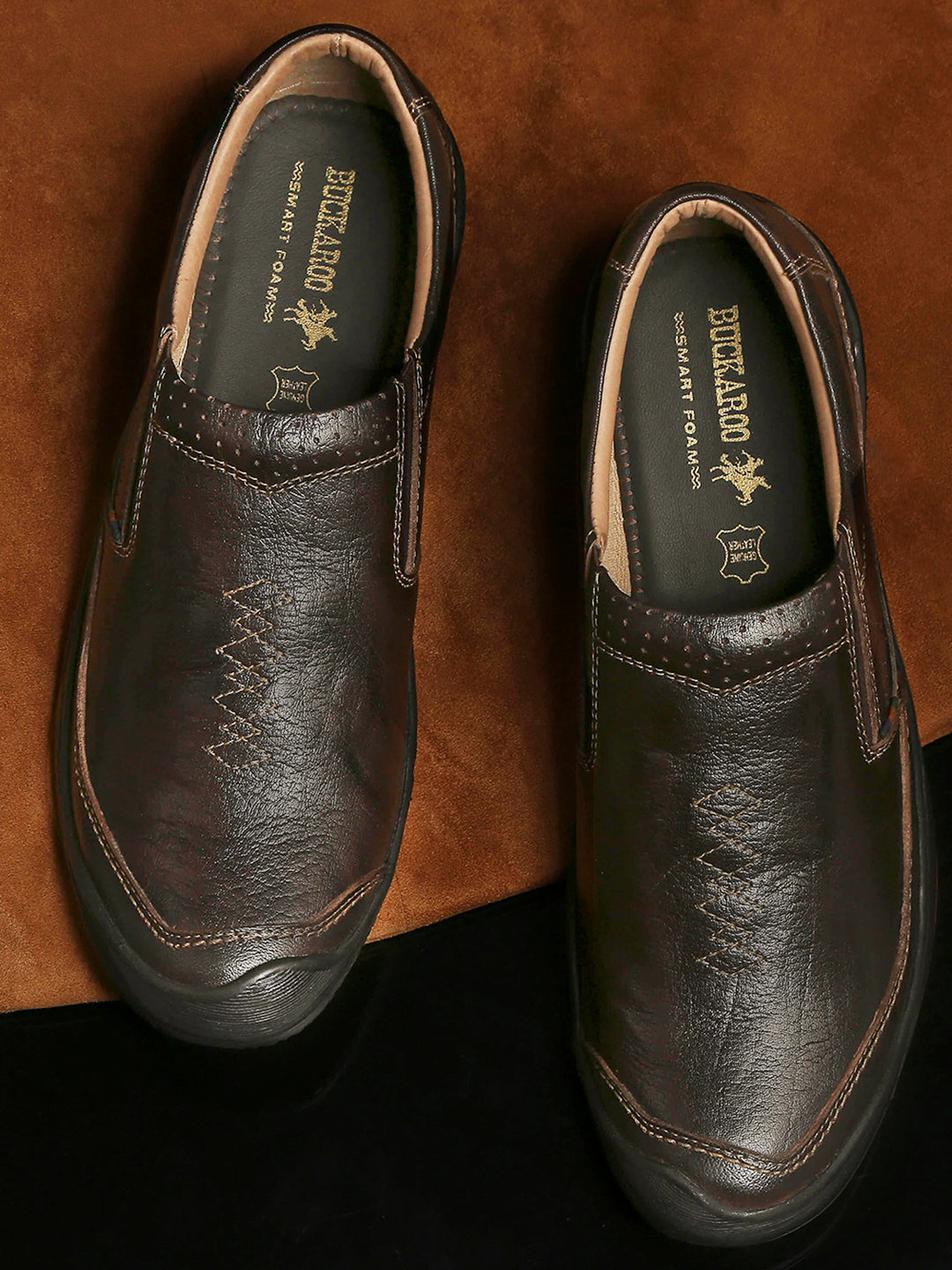 BUCKAROO Genuine Leather Casual Slip-On Shoes for Men: BRENT Tan