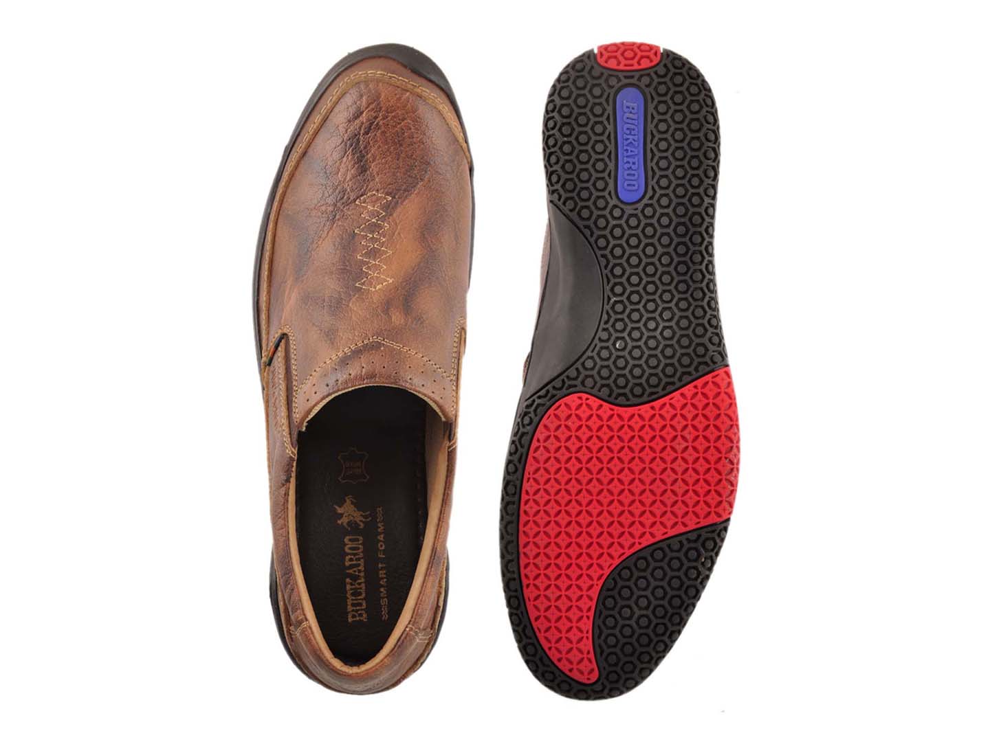 BUCKAROO Genuine Leather Casual Slip-On Shoes for Men: BRENT Tan