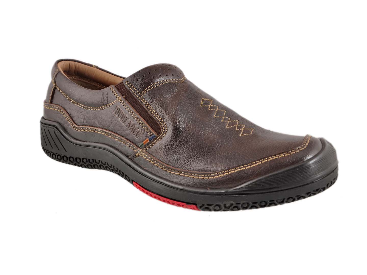 BUCKAROO Genuine Leather Casual Slip-On Shoes for Men: BRENT Brown