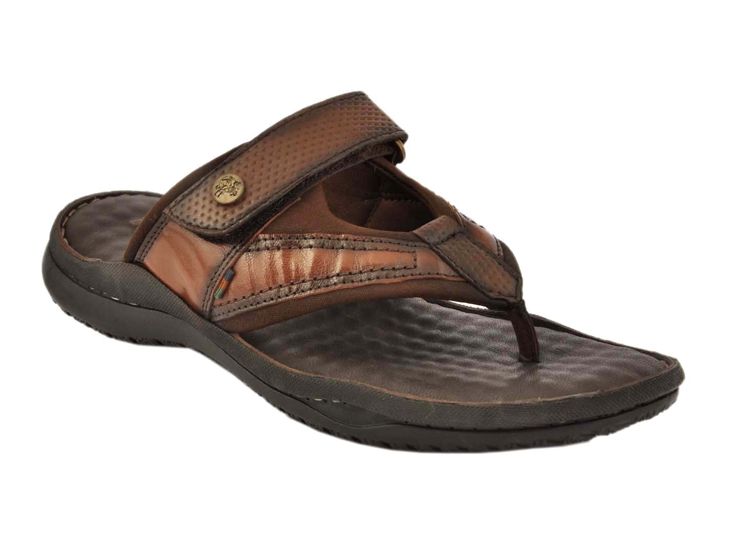 BUCKAROO Genuine Leather Casual Chappal for Men: ZENA Tan