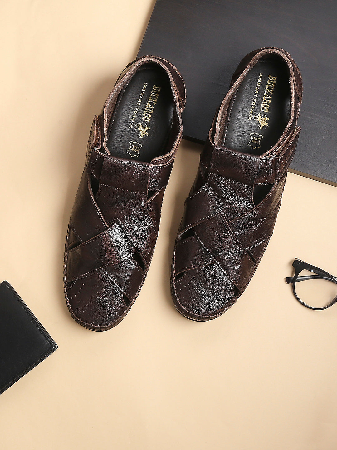 BUCKAROO Genuine Leather Casual Closed Sandal for Men: MACK Tan