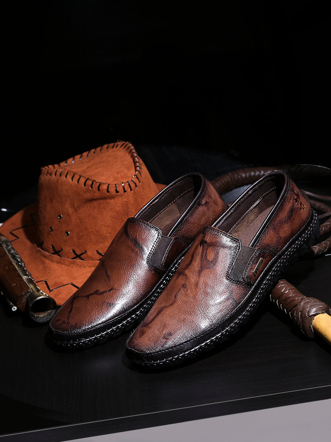 BUCKAROO Genuine Leather Casual Slip-On Shoes for Men: NARDO Tan