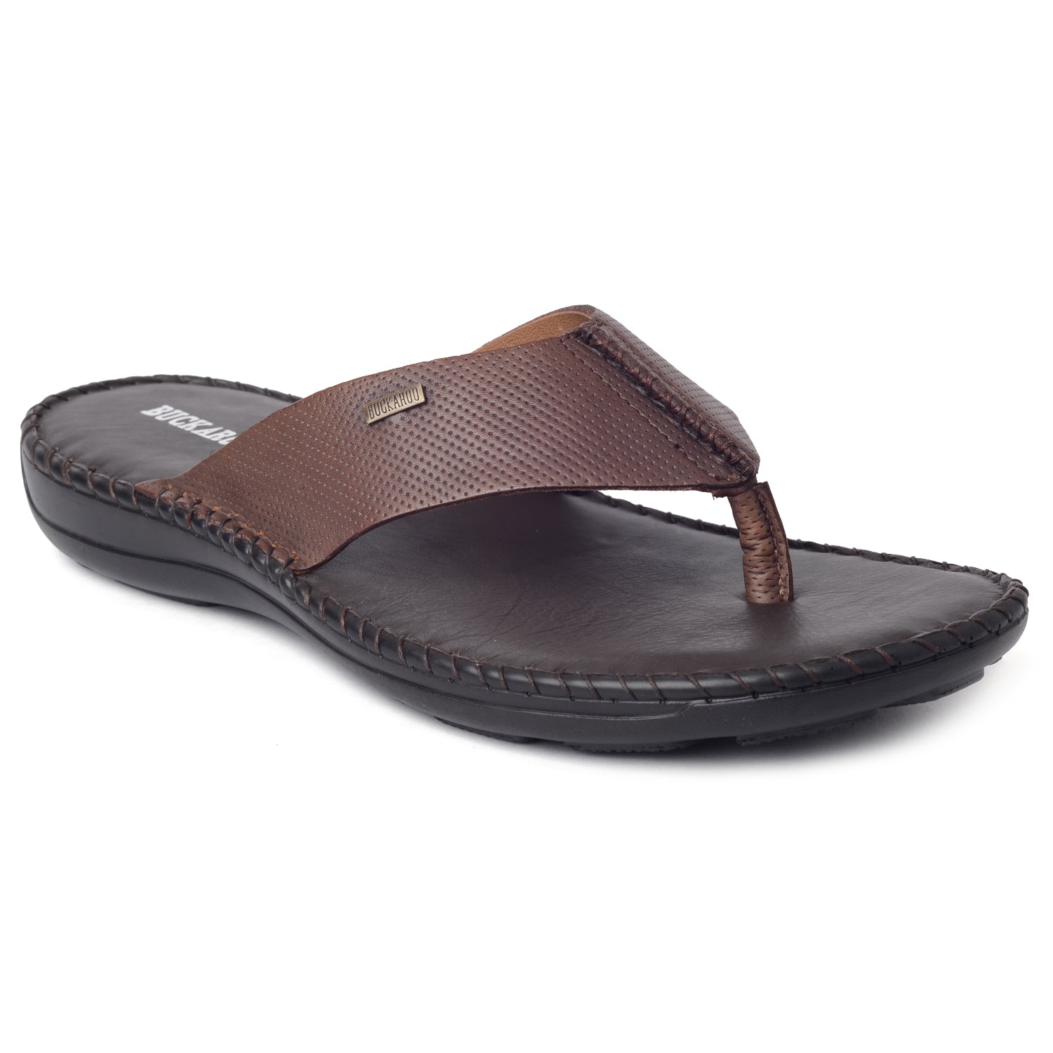 BUCKAROO Genuine Leather Casual Open Sandal for Men: NEW JAKE Brown