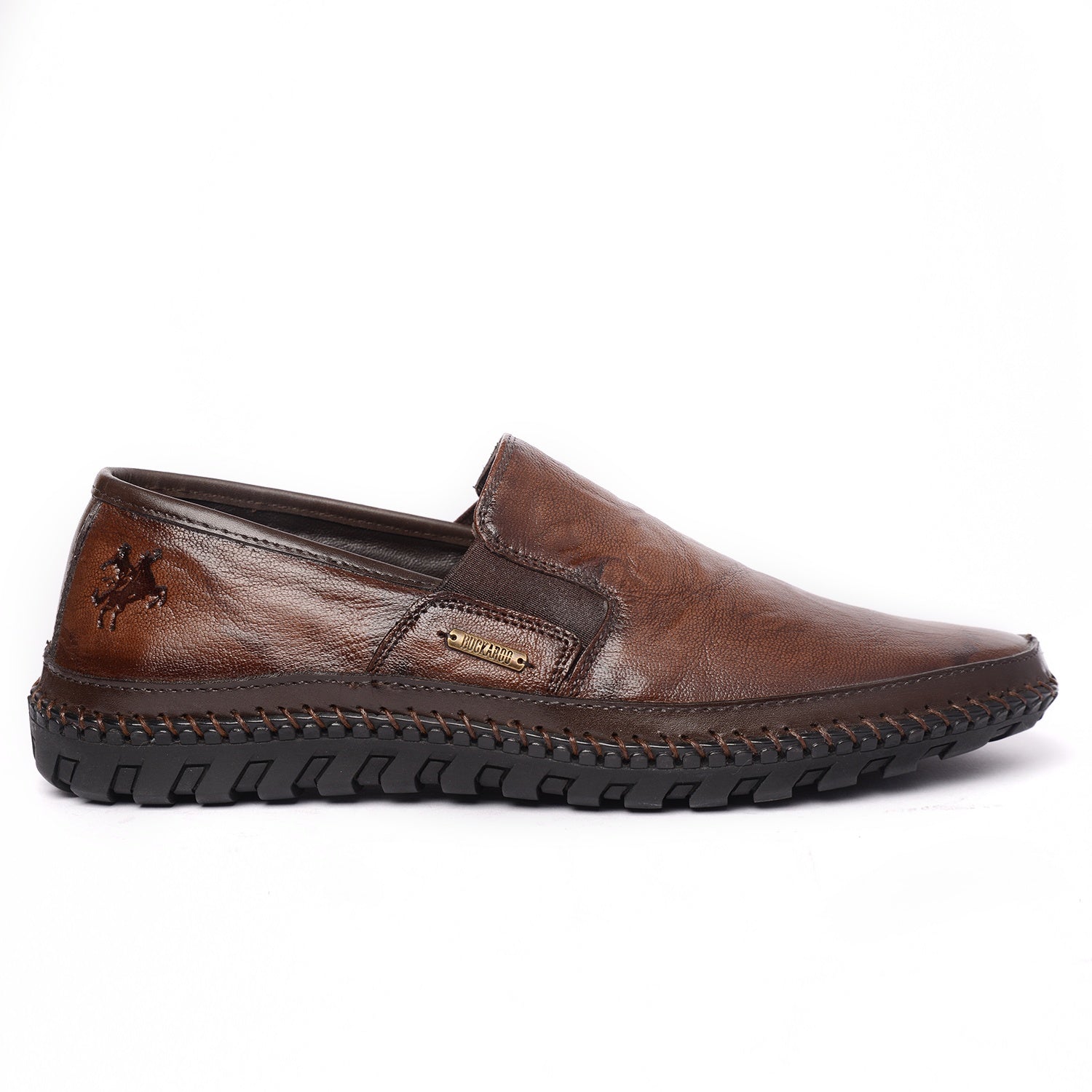 BUCKAROO Genuine Leather Casual Slip-On Shoes for Men: NARDO Brown