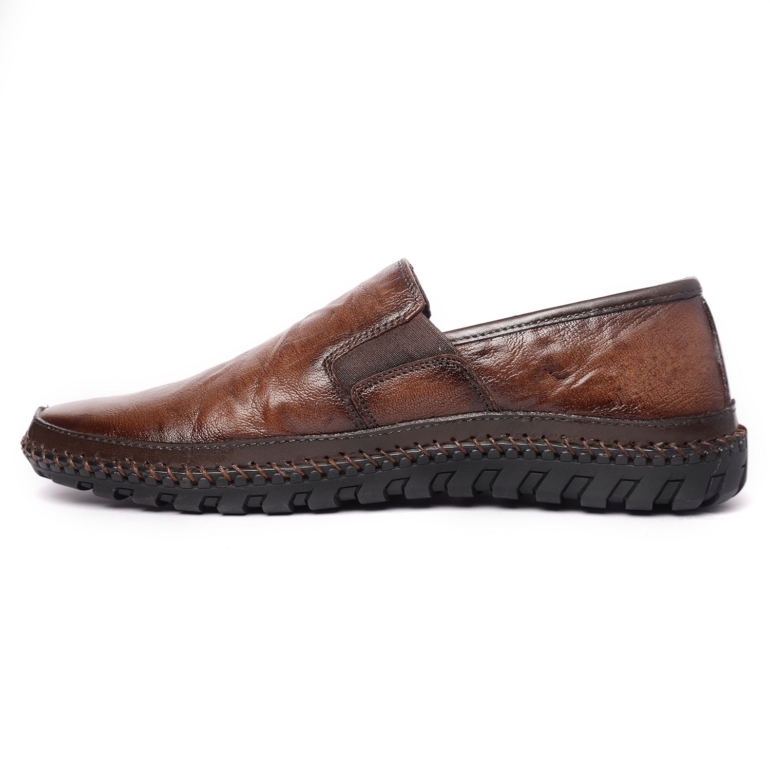 BUCKAROO Genuine Leather Casual Slip-On Shoes for Men: NARDO Brown