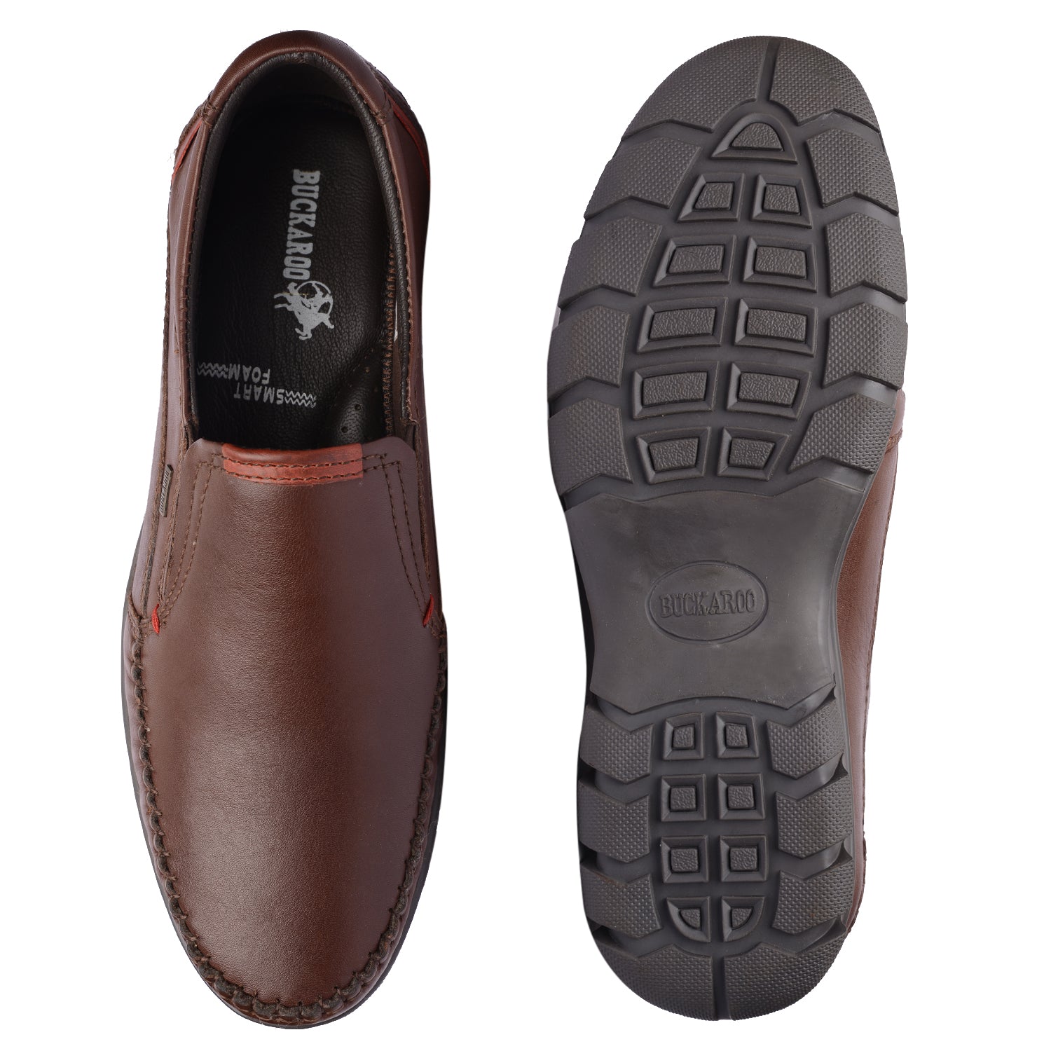 BUCKAROO Genuine Leather Casual Slip-On Shoes for Men: NEW ALTRON Brown