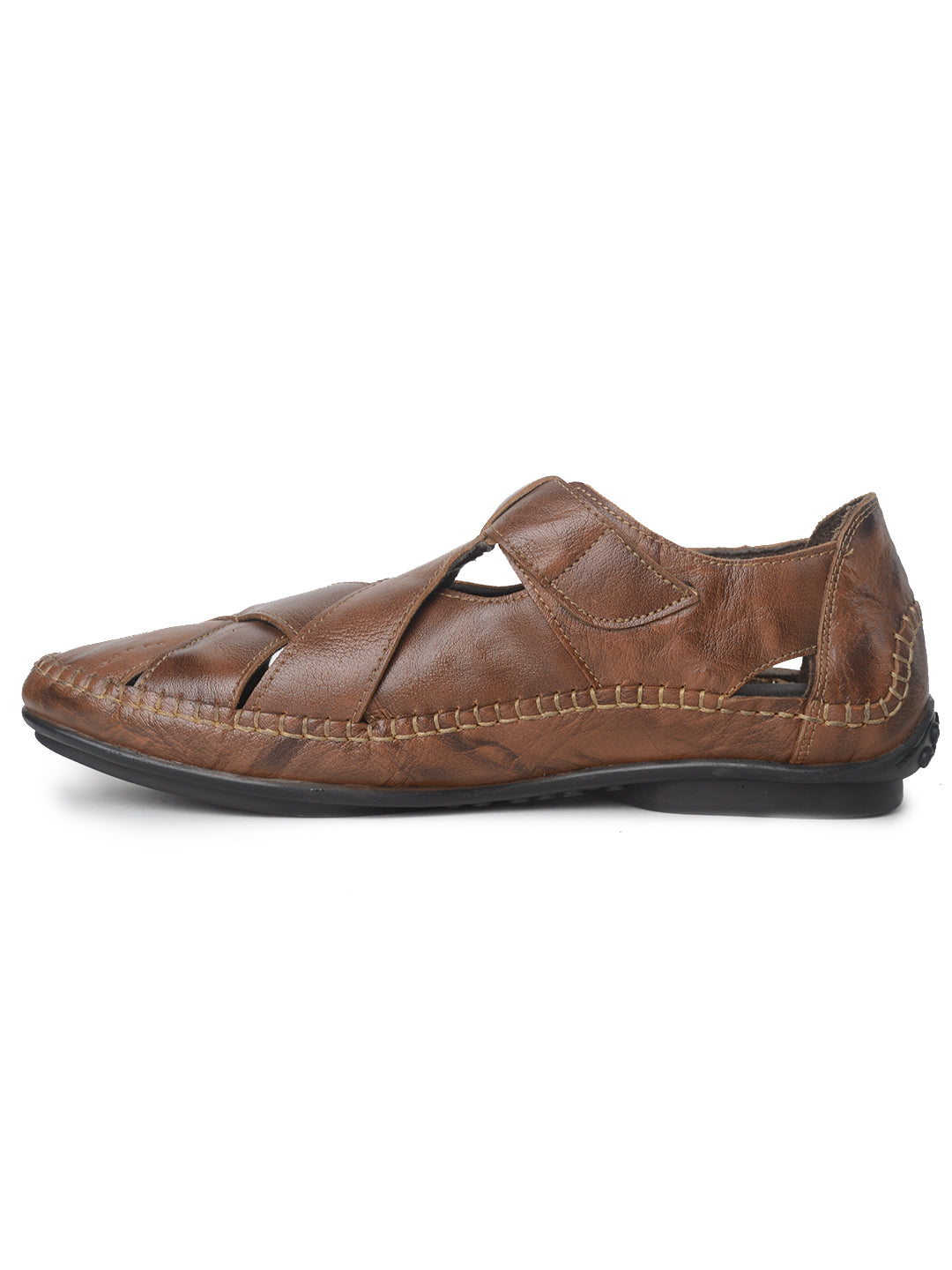 BUCKAROO Genuine Leather Casual Closed Sandal for Men: MACK Tan