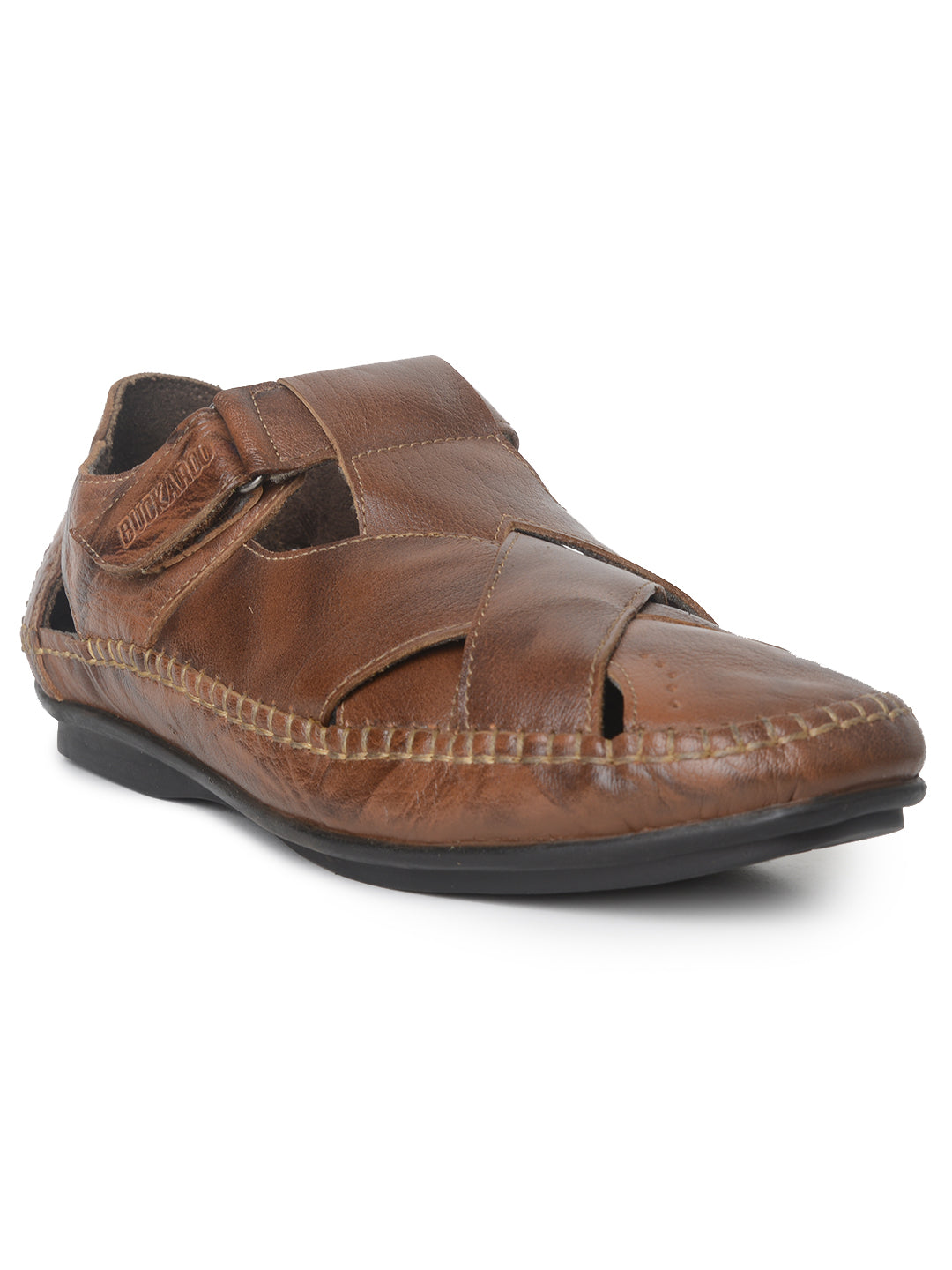BUCKAROO Genuine Leather Casual Closed Sandal for Men: MACK Tan