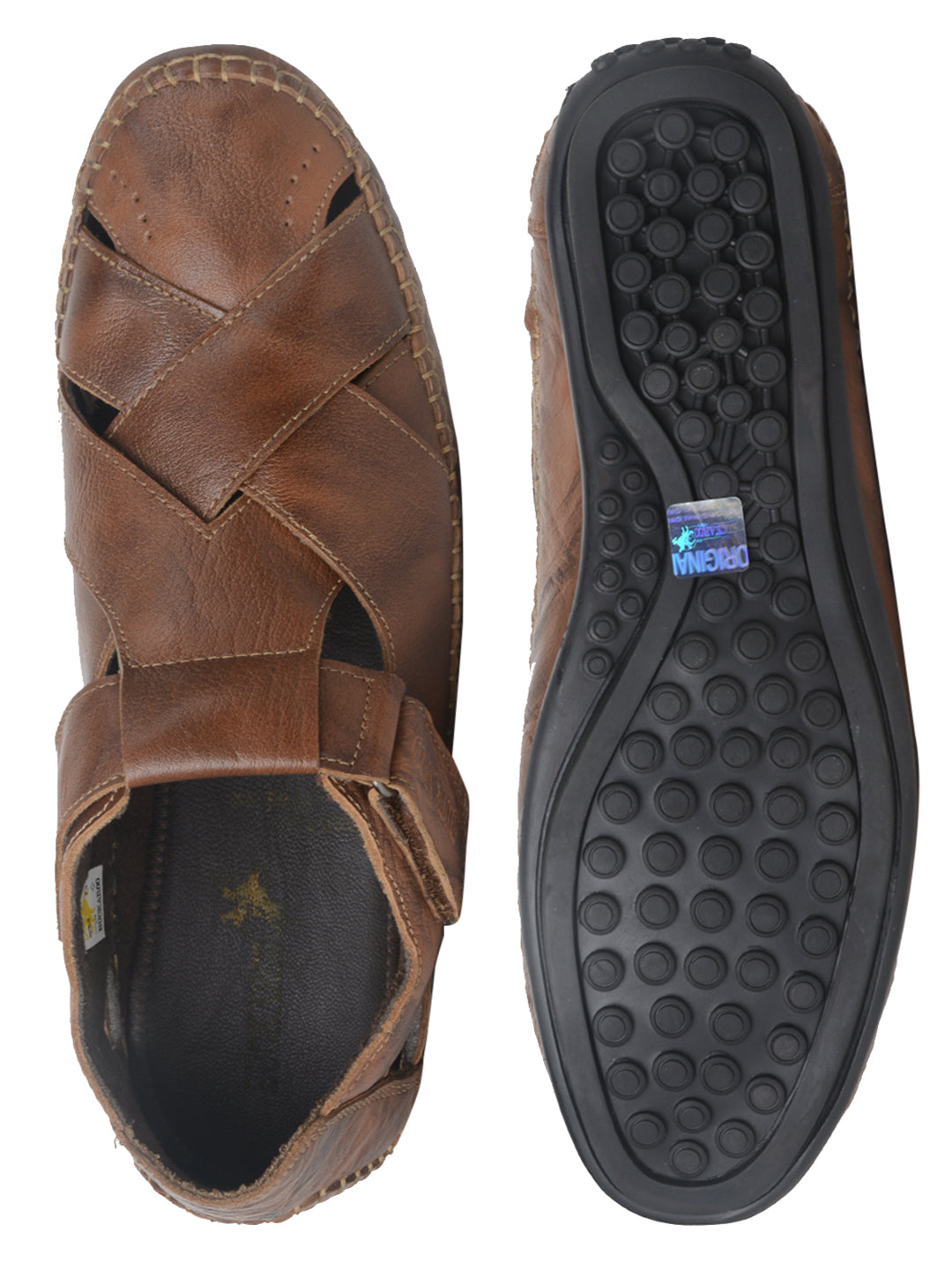 BUCKAROO Genuine Leather Casual Closed Sandal for Men: MACK Tan