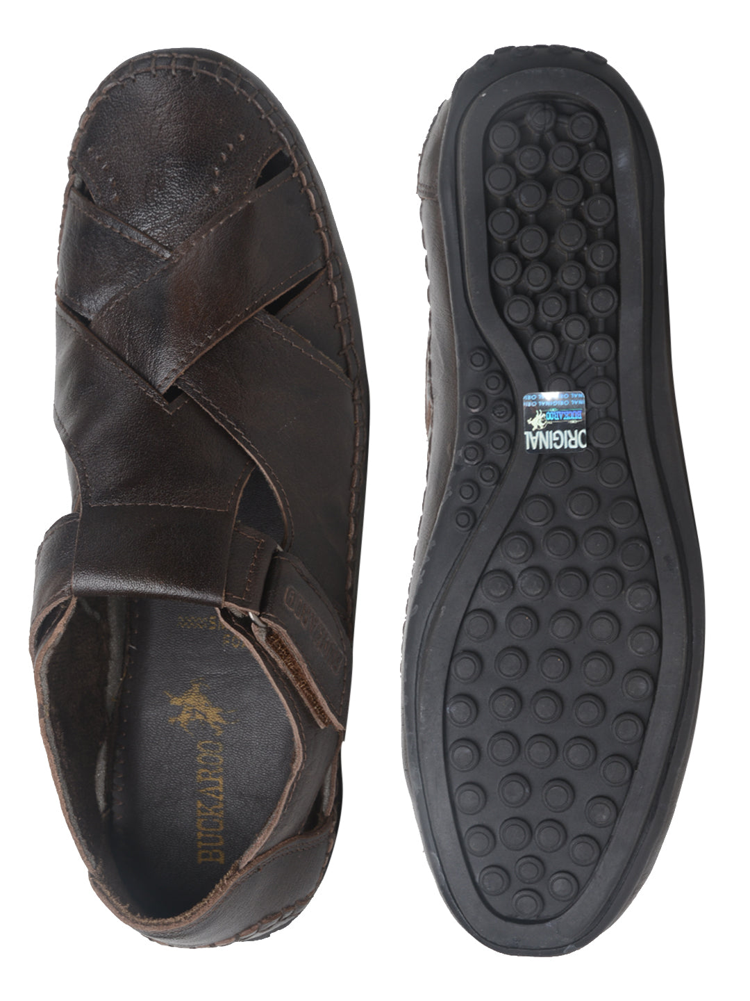 BUCKAROO Genuine Leather Casual Closed Sandal for Men: MACK Tan