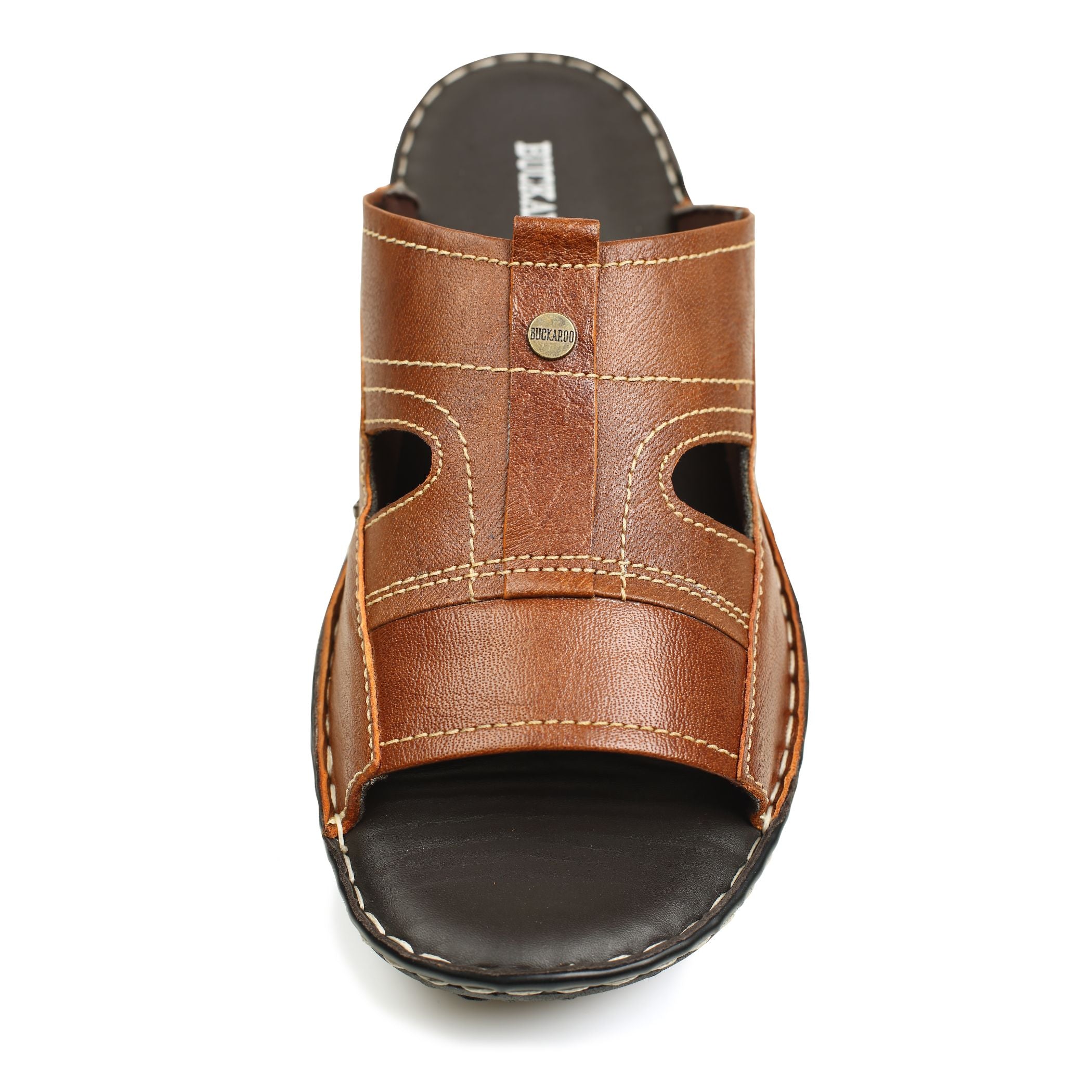 BUCKAROO Genuine Leather Casual Closed Sandal for Men: NEW NOLEN Tan