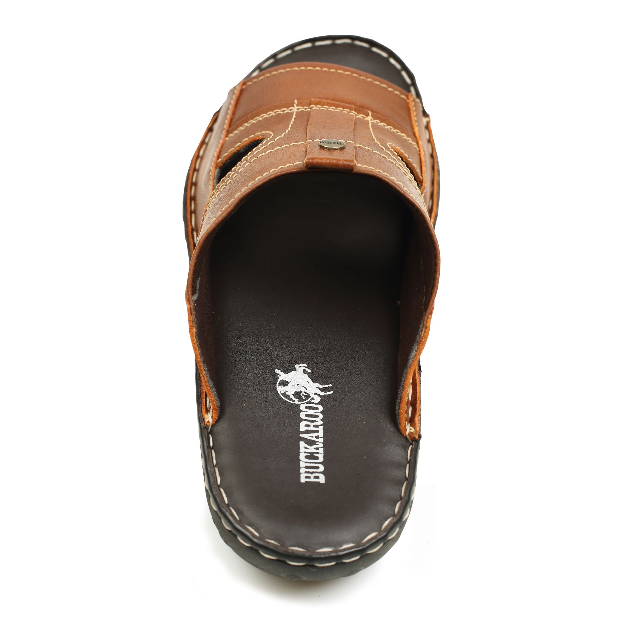 BUCKAROO Genuine Leather Casual Closed Sandal for Men: NEW NOLEN Tan