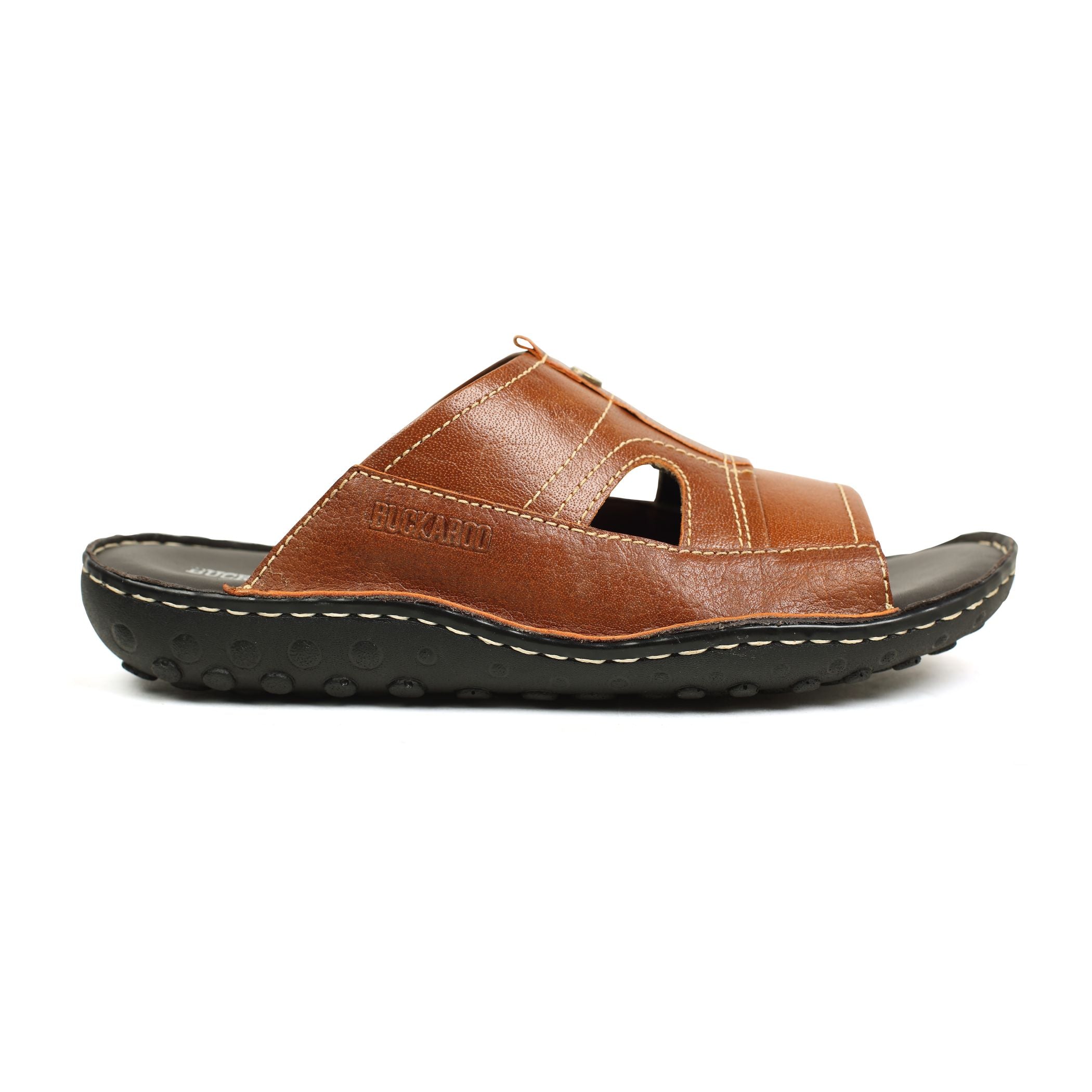 BUCKAROO Genuine Leather Casual Closed Sandal for Men: NEW NOLEN Tan